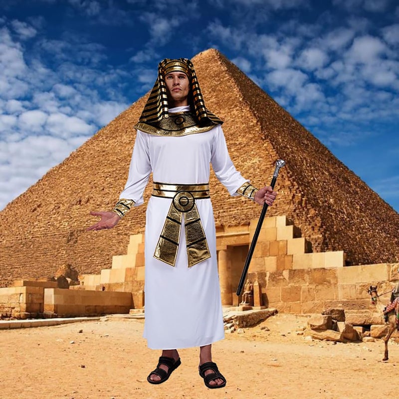 PGOND Adult Men's Egyptian Pharaoh Halloween Costume White - Image 3